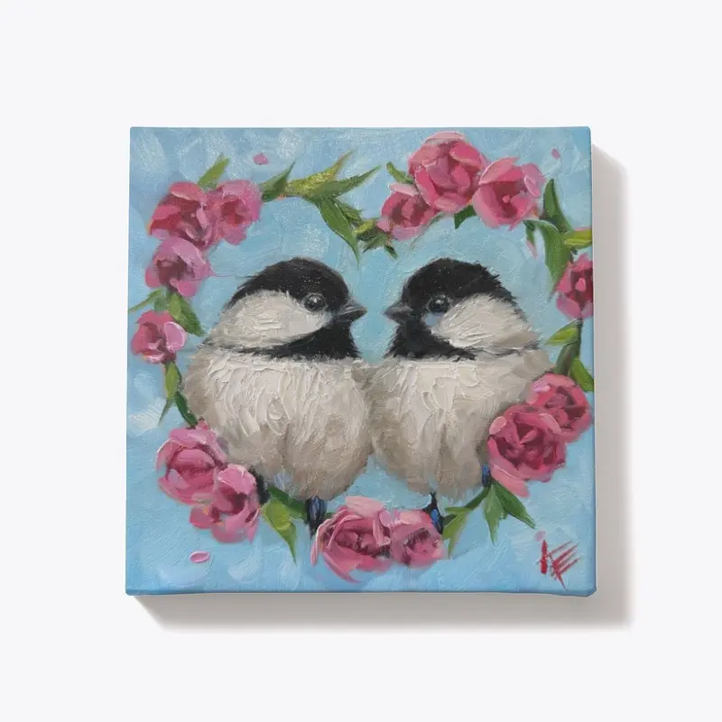 Heart Chickadee Canvas Print